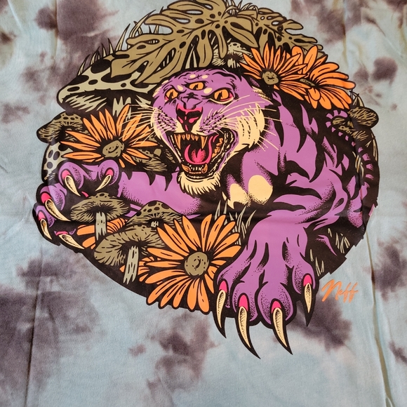 Neff Mens T-Shirt Large Tie Dye 3 Eyed Tiger Back Graphic Skater Streetwear NEW - Picture 5 of 12